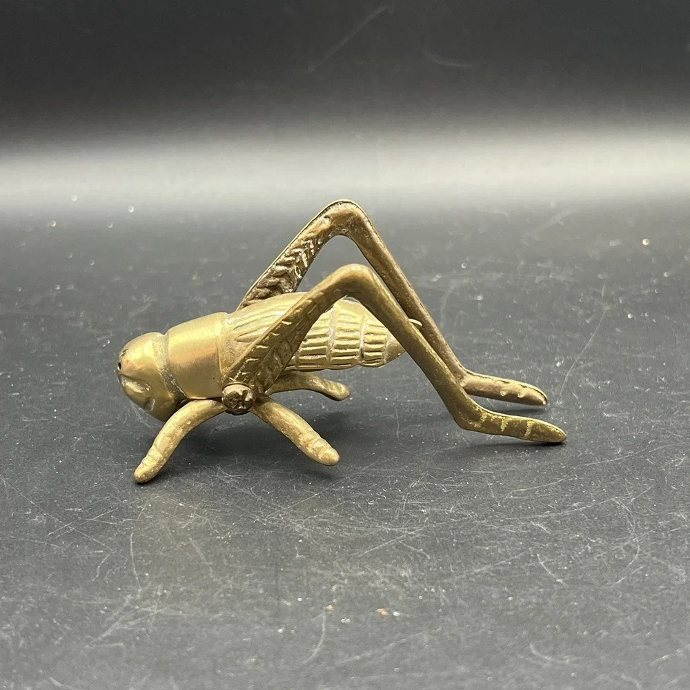 Vintage‎ Brass Grasshopper Cricket Locust Figurine Paperweight Bug 4